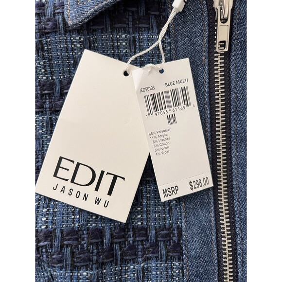 Jason Wu Denim Dress M Built-In Belt Pockets NWT Casual Chic Designer Blue Woven - Picture 12 of 14